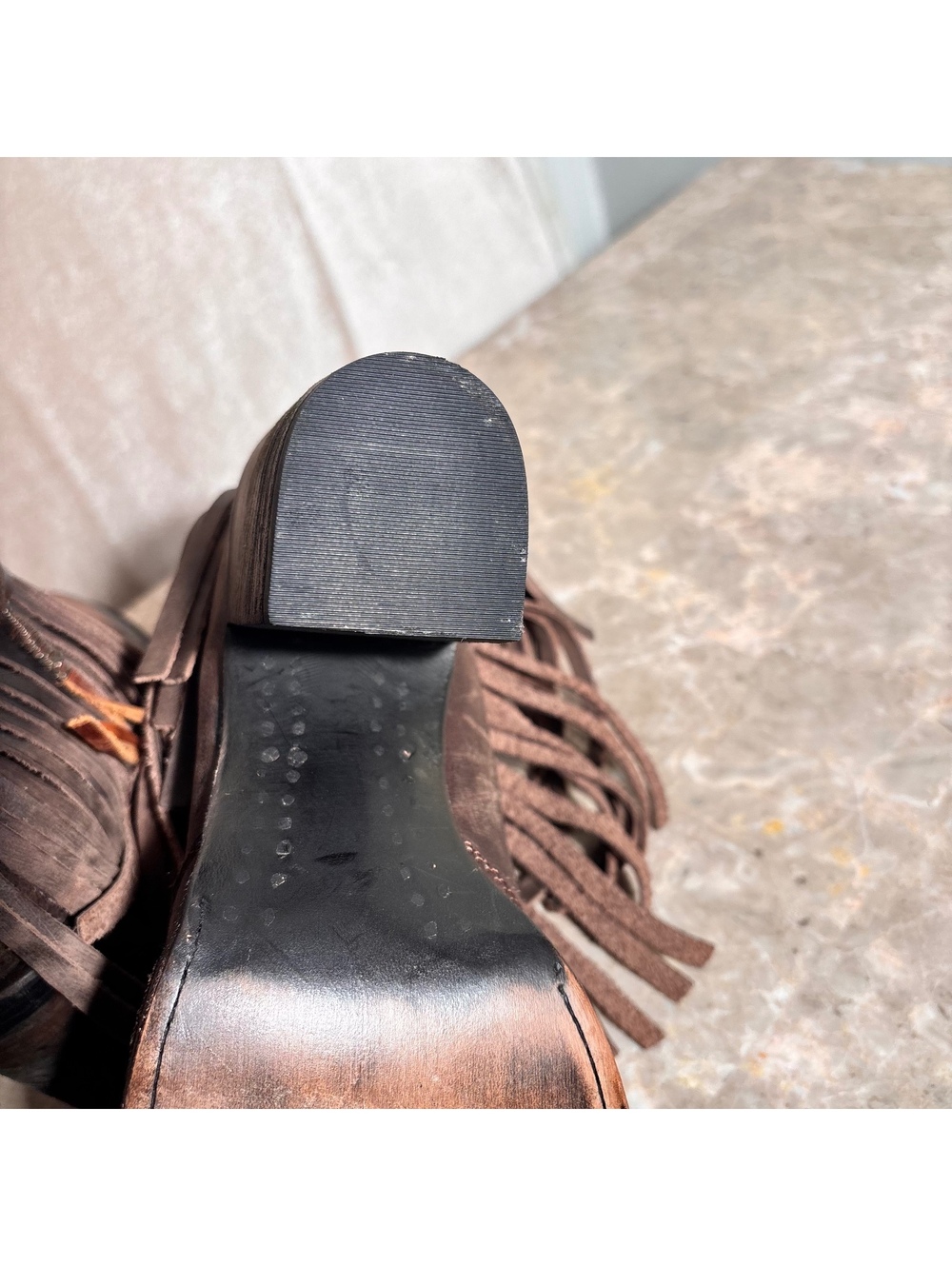 NWT “RARE” Freebird by Steven CHIEF Fringe Leather Luxe Ankle Boots Cocoa Size 9 - Picture 10 of 16